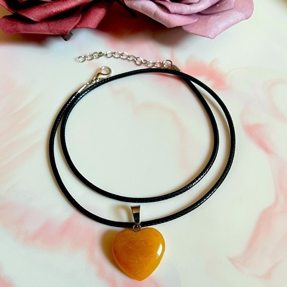 Natural Stone Heart Pendant Necklace​